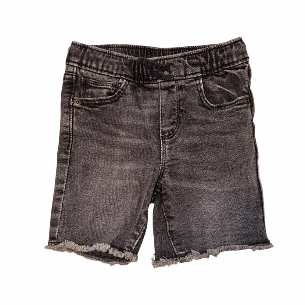 Old Navy Black Washed Denim Shorts Frayed Hem Size 3T